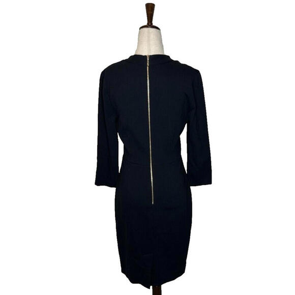 Kate Spade Darlene Dress 4 V Neck A Line Little Black Dress 3/4 Sleeve Pintuck - Picture 6 of 9